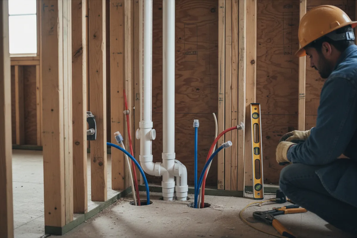 Drain and supply rough-in during Leak Detection in Sudbury