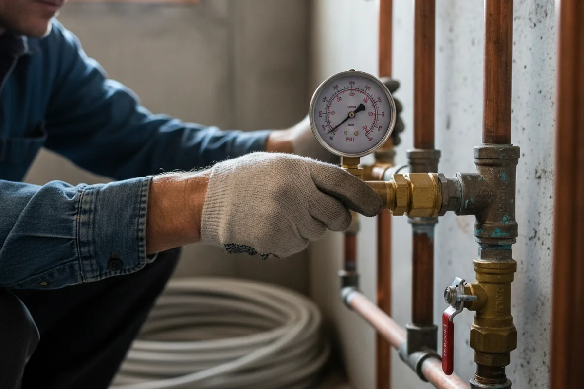 Pressure testing a repaired line during Water Line Repair in Sudbury